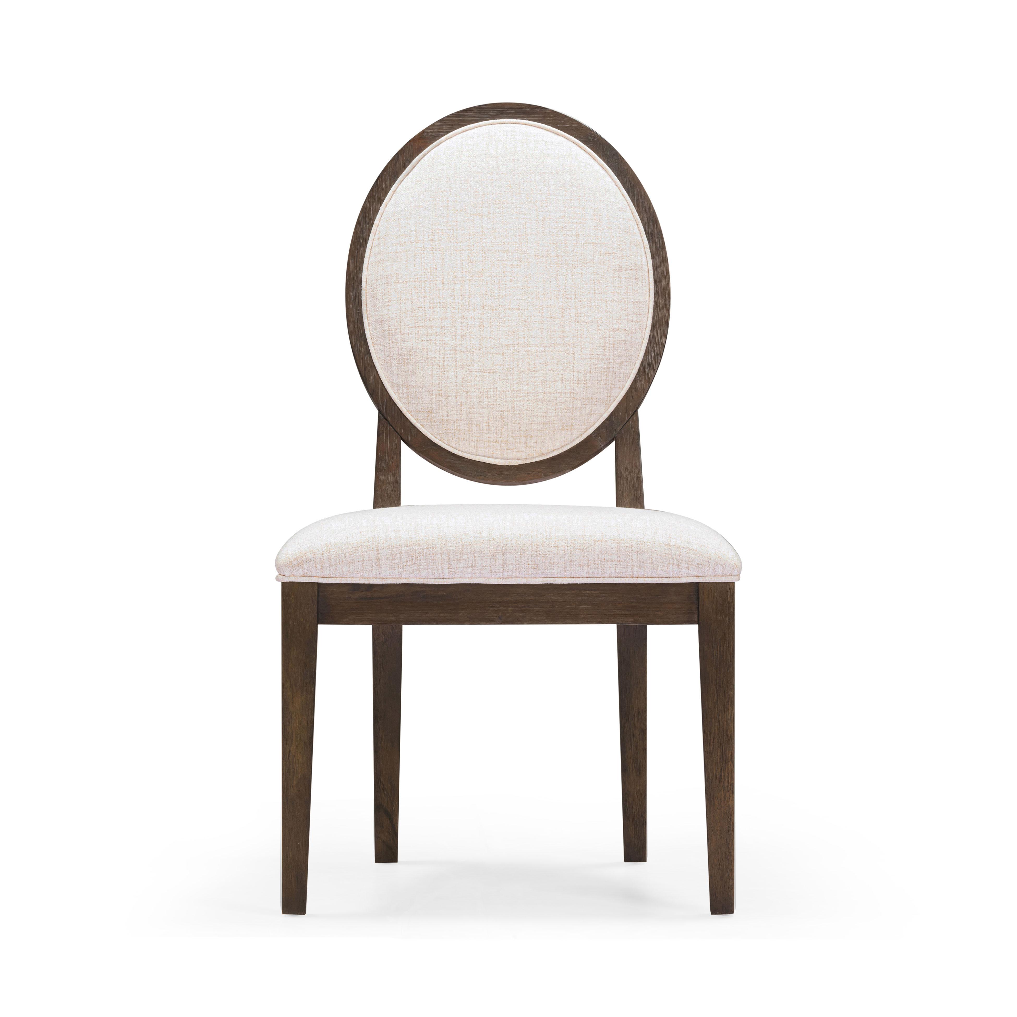Mila Dark Brown and Beige Performance Fabric Dining Chair - Set of 2
