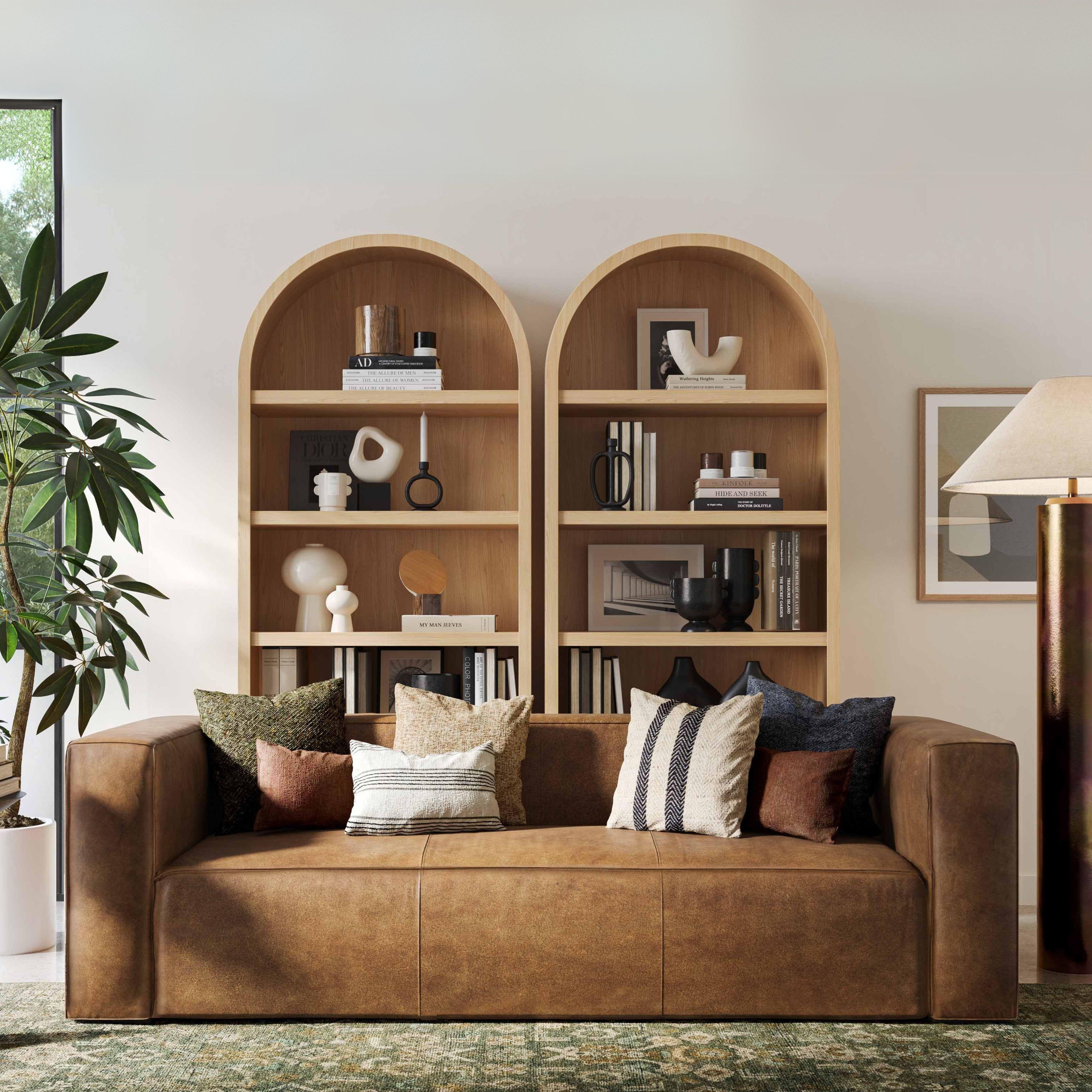 Aurora 90" Brown Leather Sofa