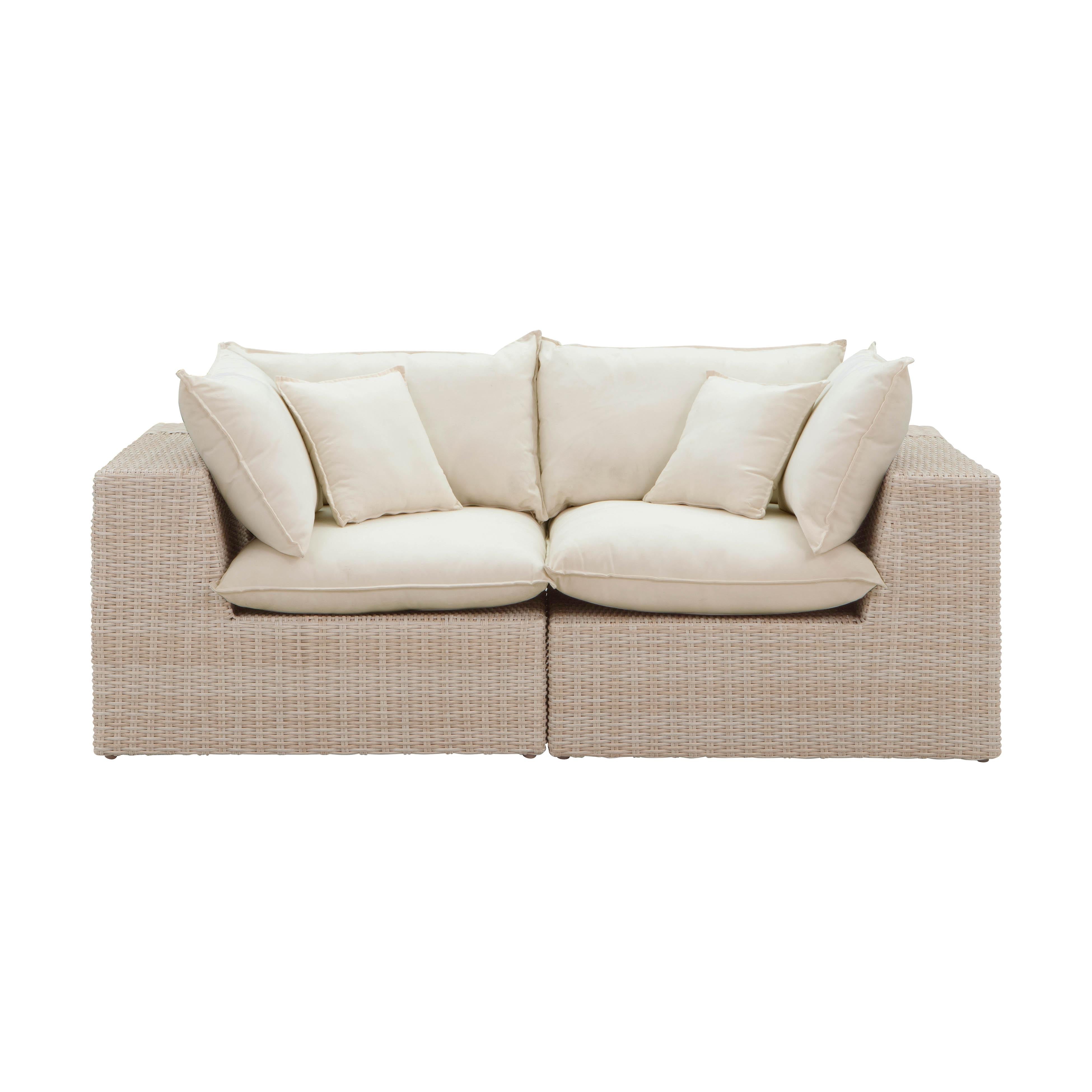 Cali 80" Natural Wicker Outdoor Modular Loveseat