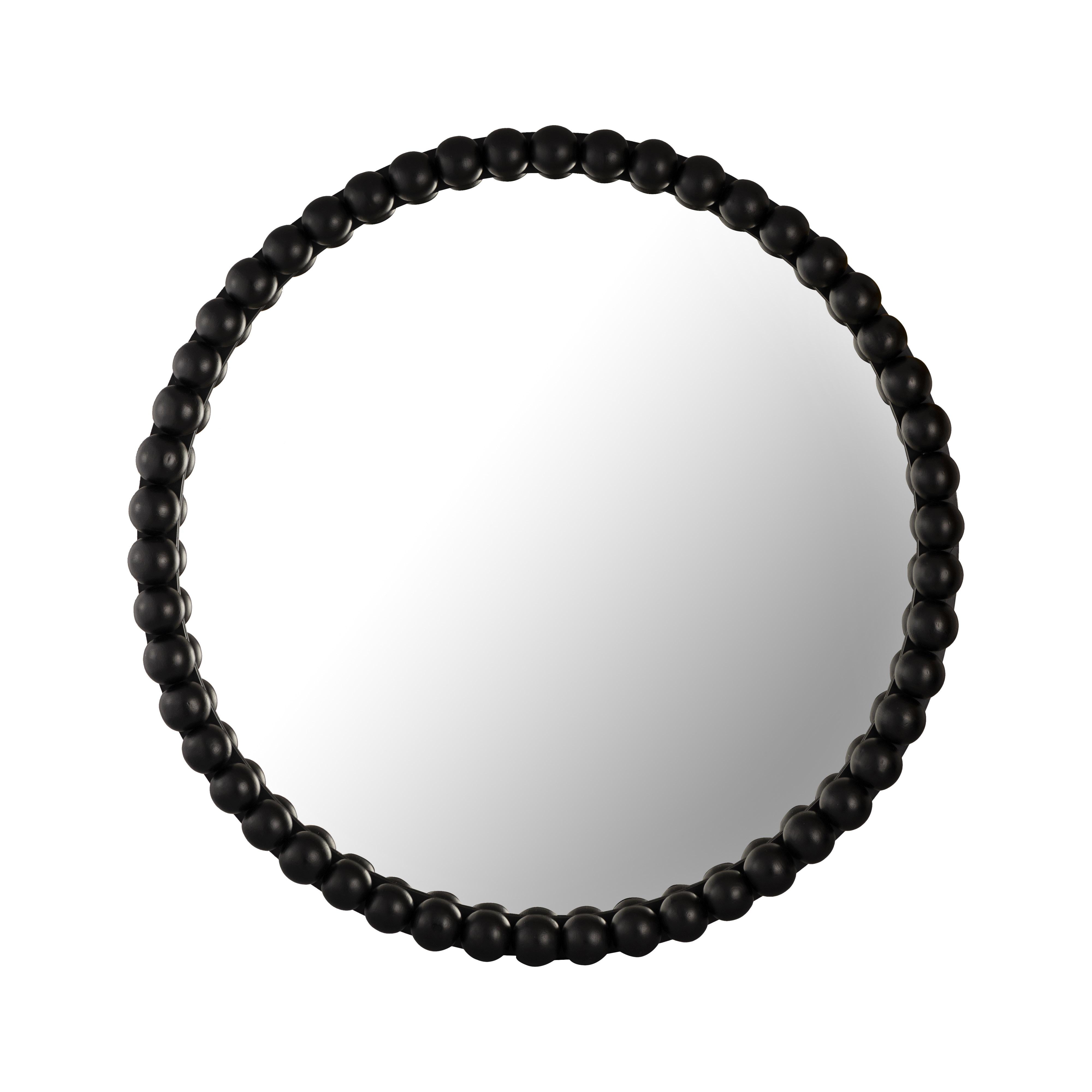 Baria 30" Wooden Round Wall Mirror