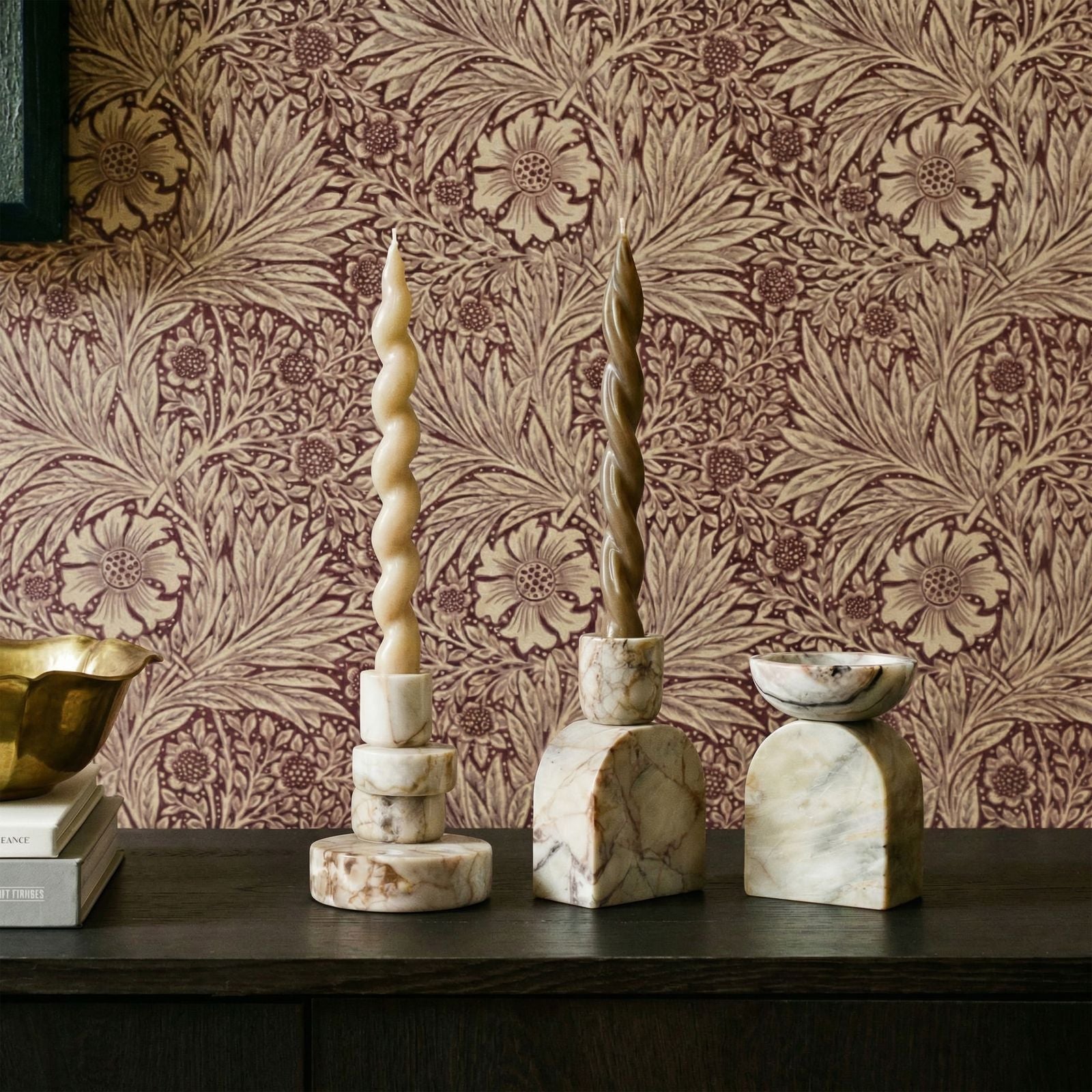 Marble White Brown Balanced Candle Holder