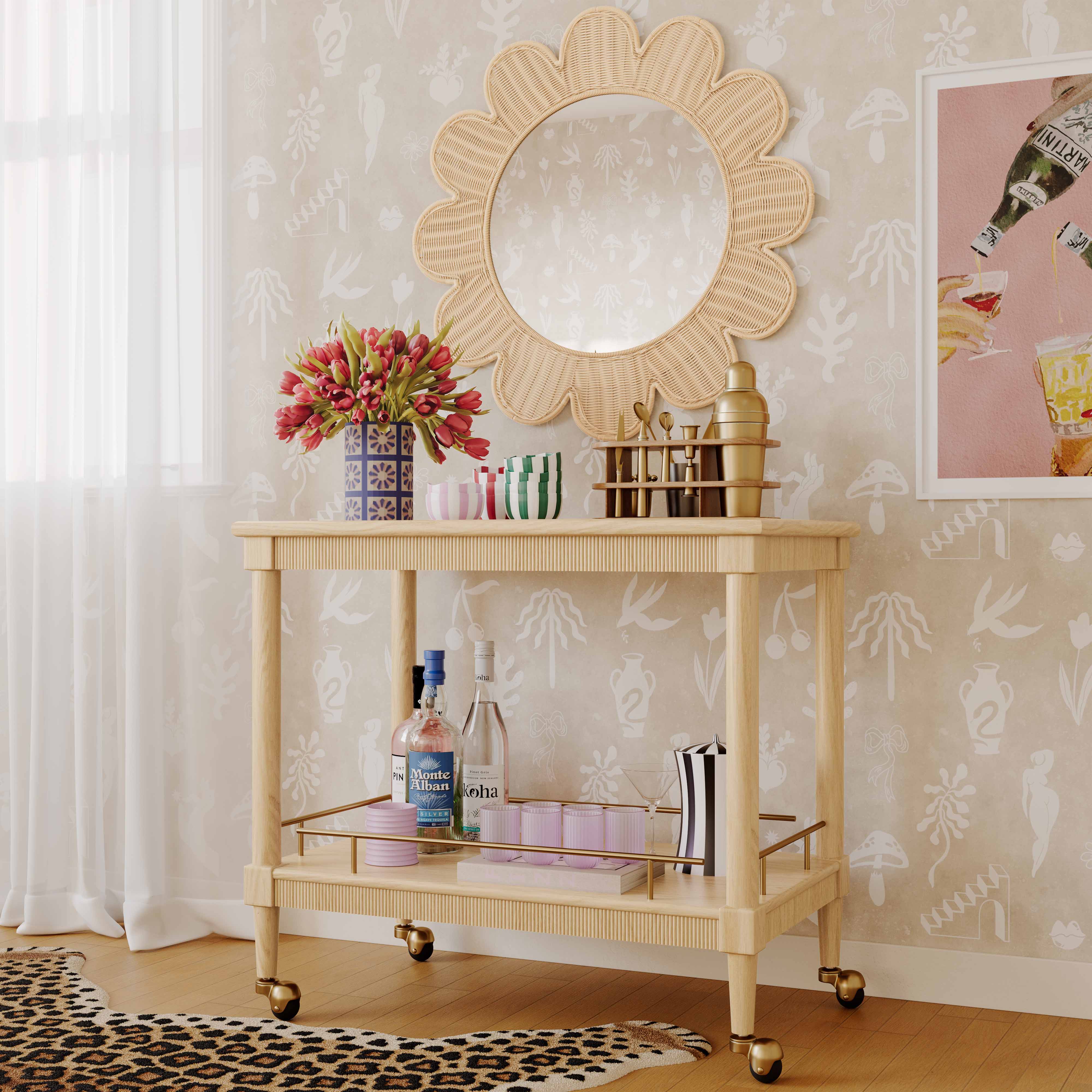 Slosh 37" Natural Ash Bar Cart