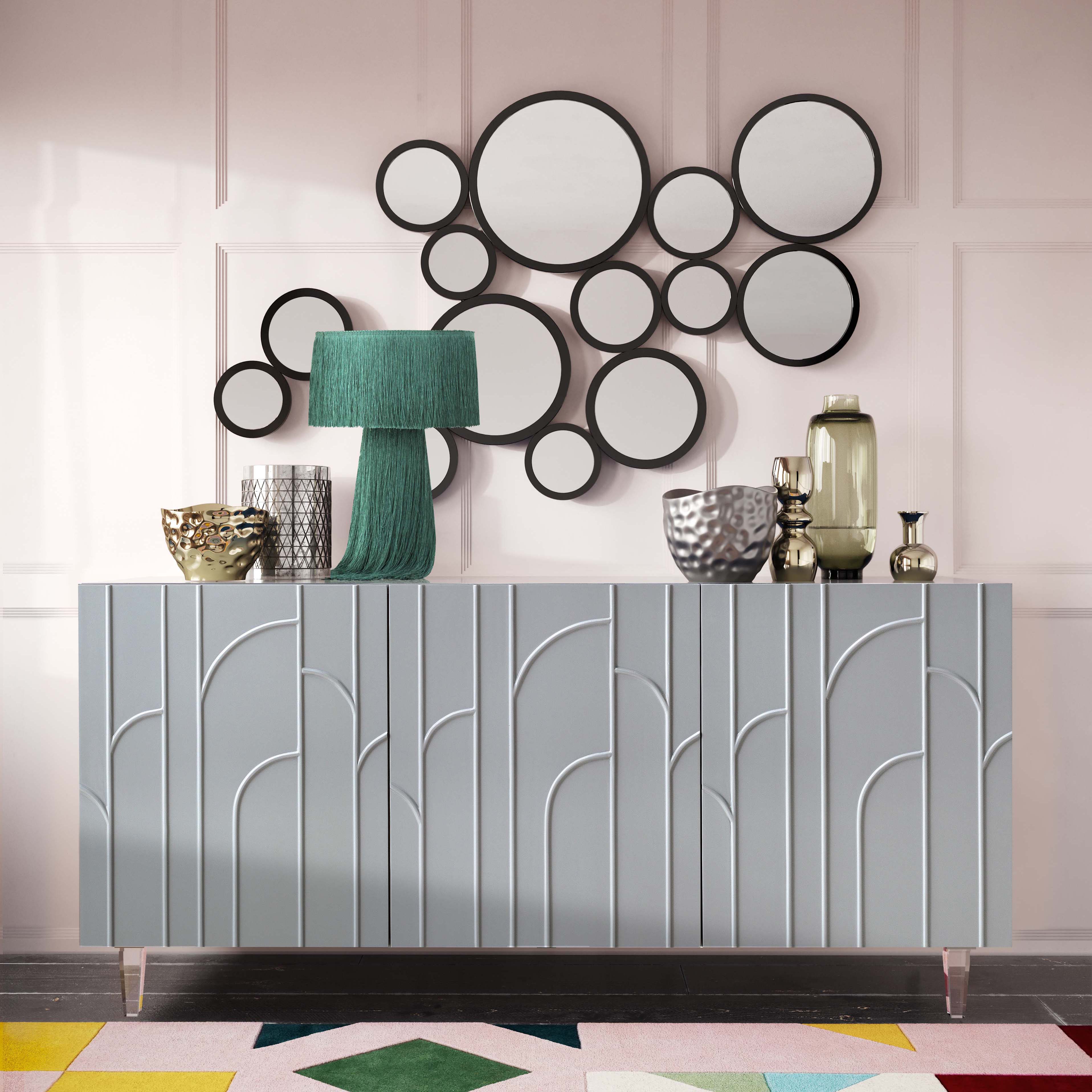 Zoha 46"X25" Black Wall Mirror