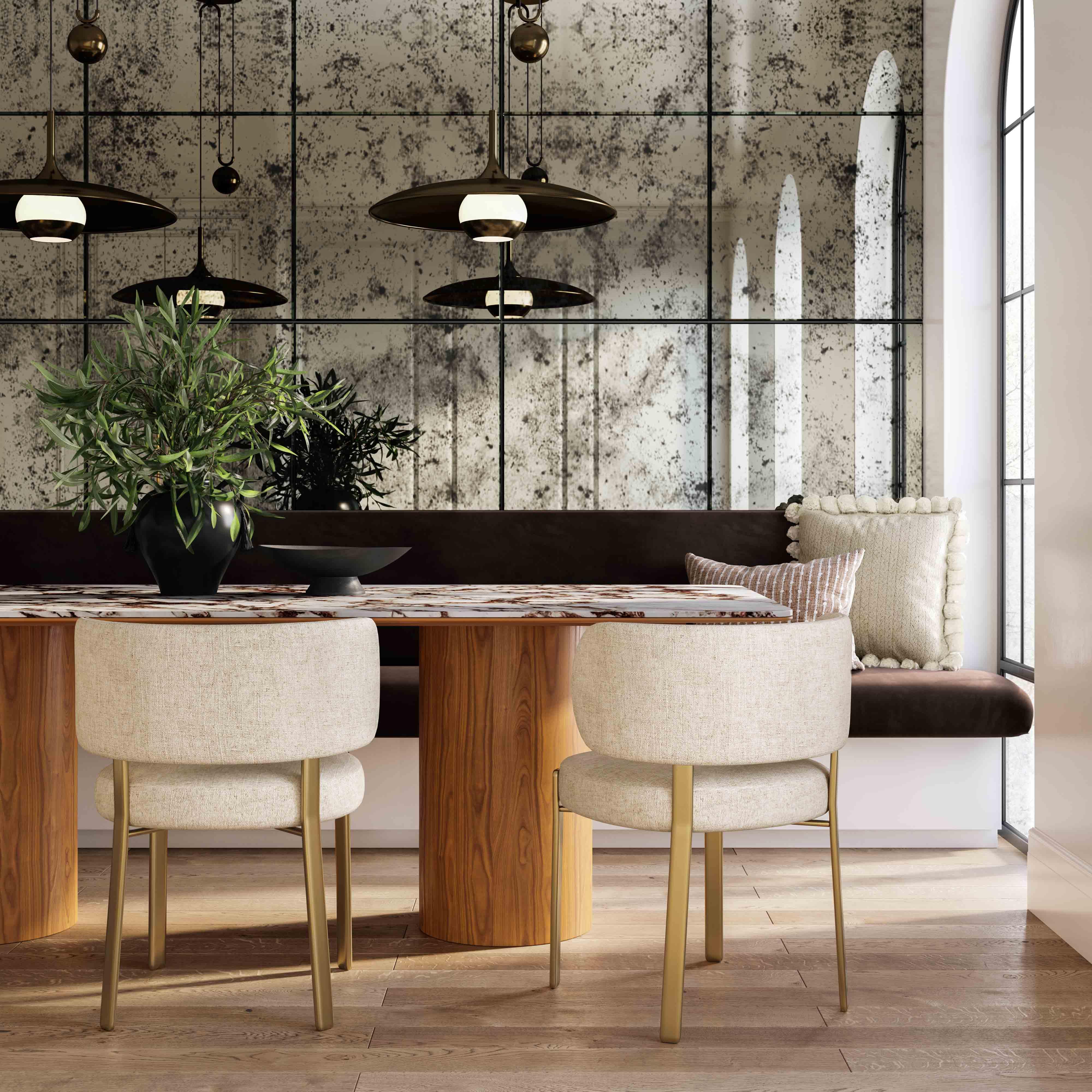 Tamara 94" Marble Ceramic Rectangular Dining Table