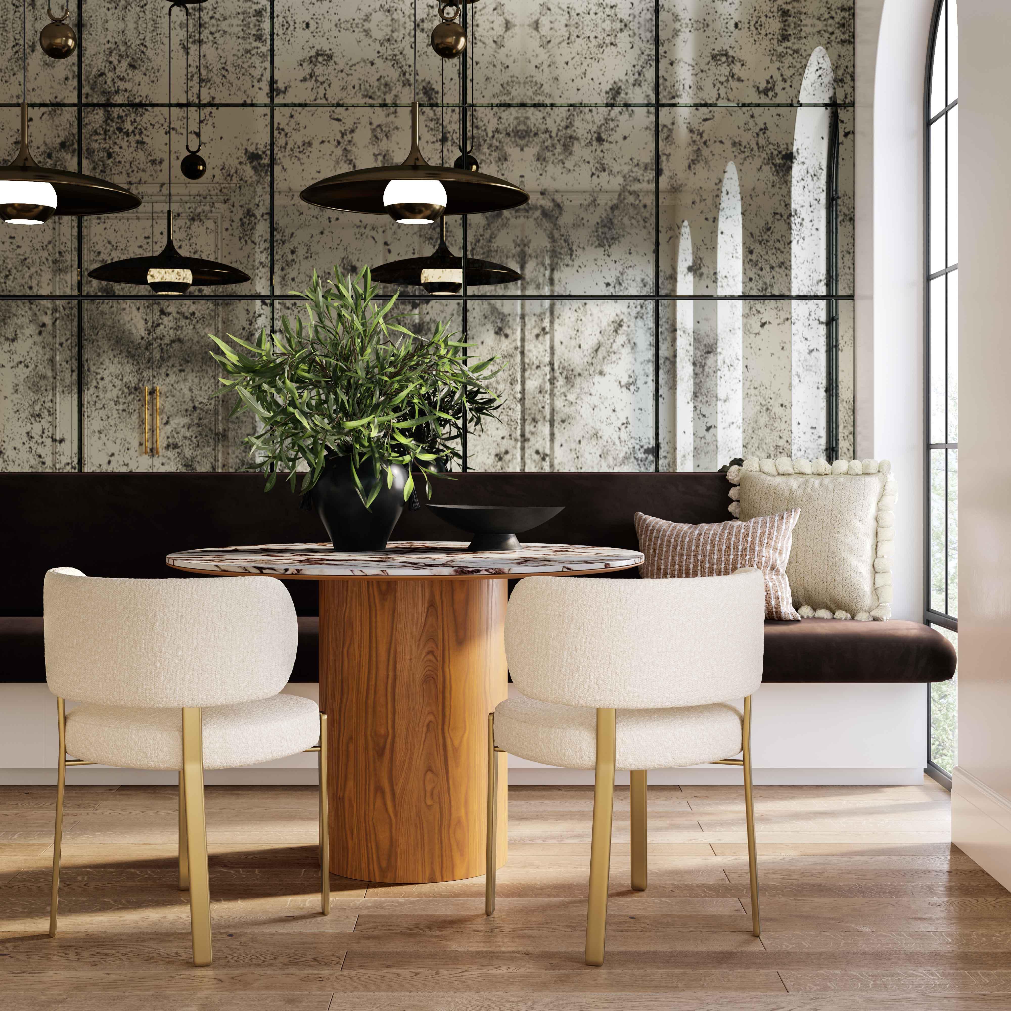 Tamara 47" Marble Ceramic Round Dinette Table