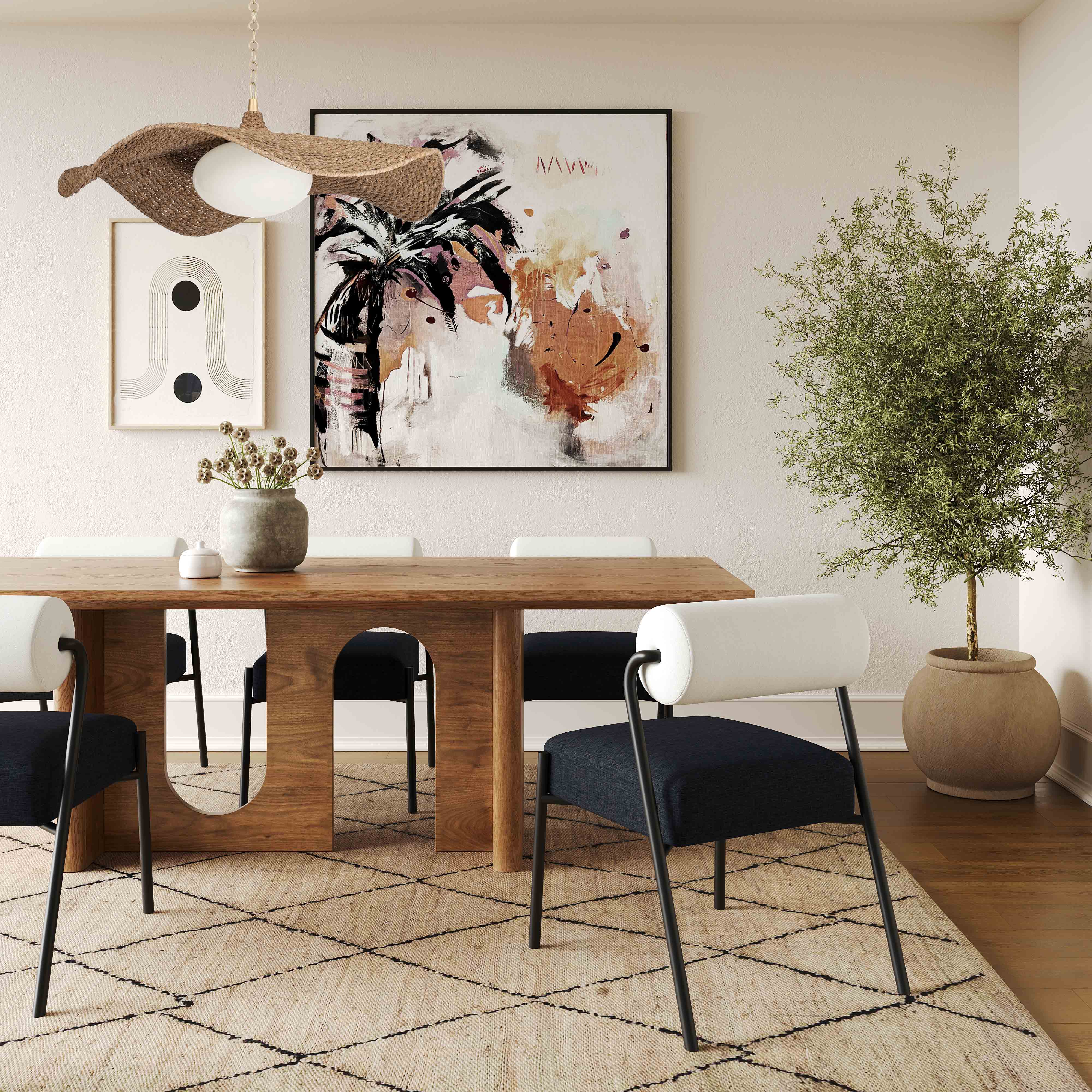 Satra 92" Walnut Rectangular Dining Table