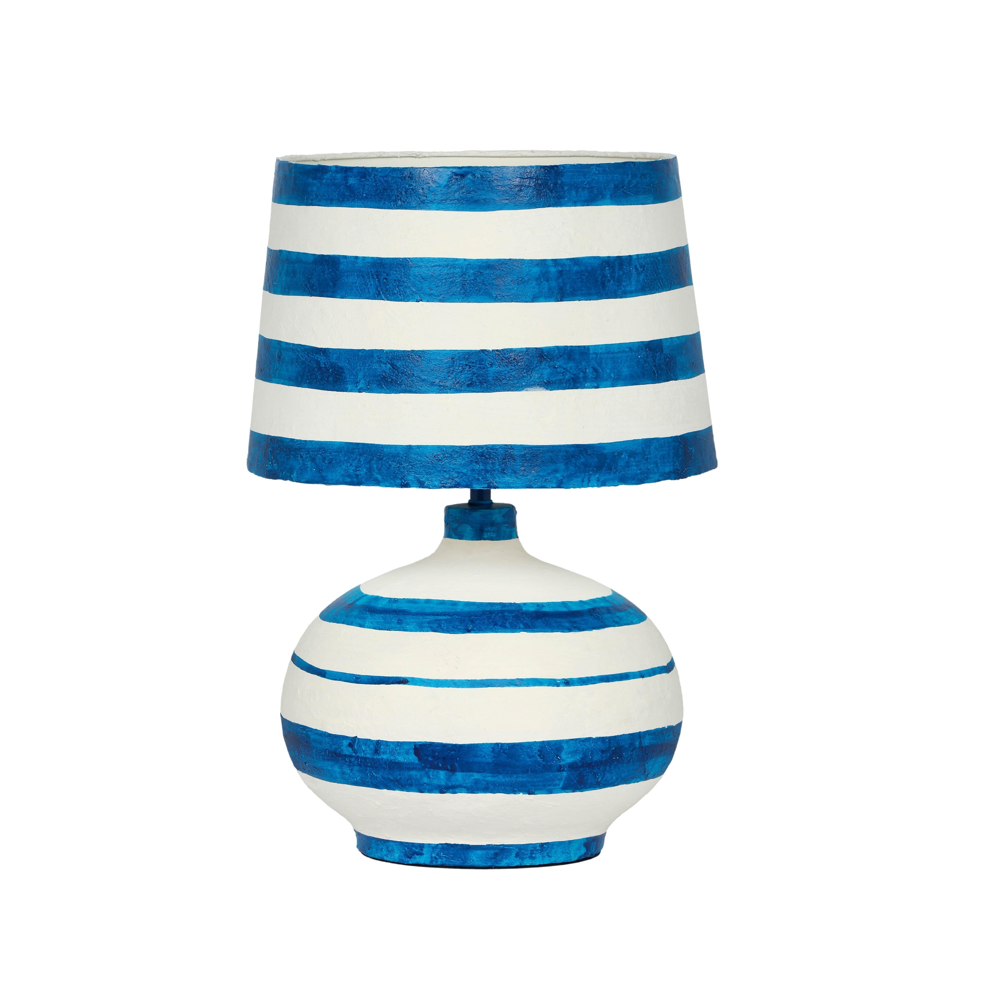 Positano Striped Papier Mache Table Lamp