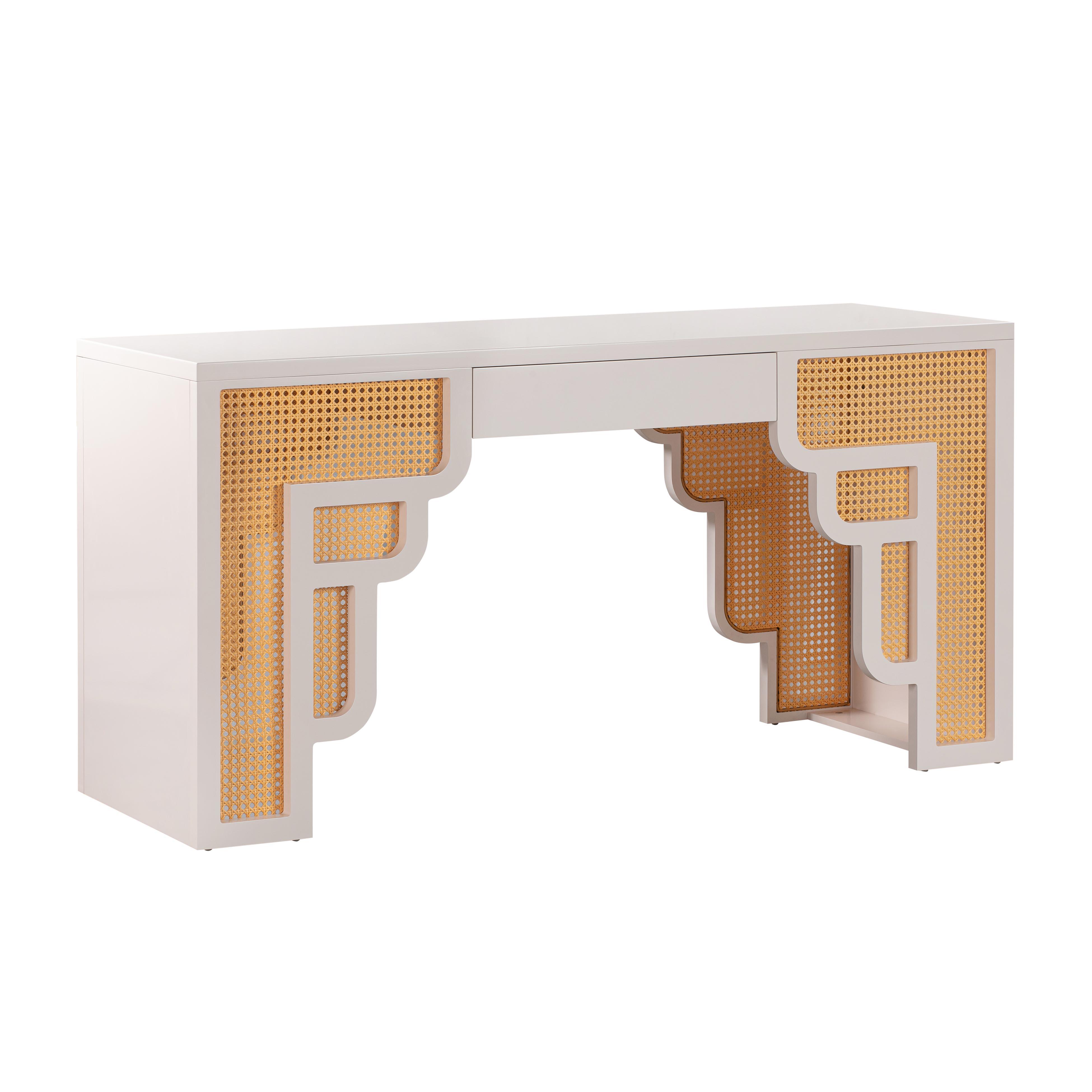 Suzie 62" Rattan Executive Desk With Drawer