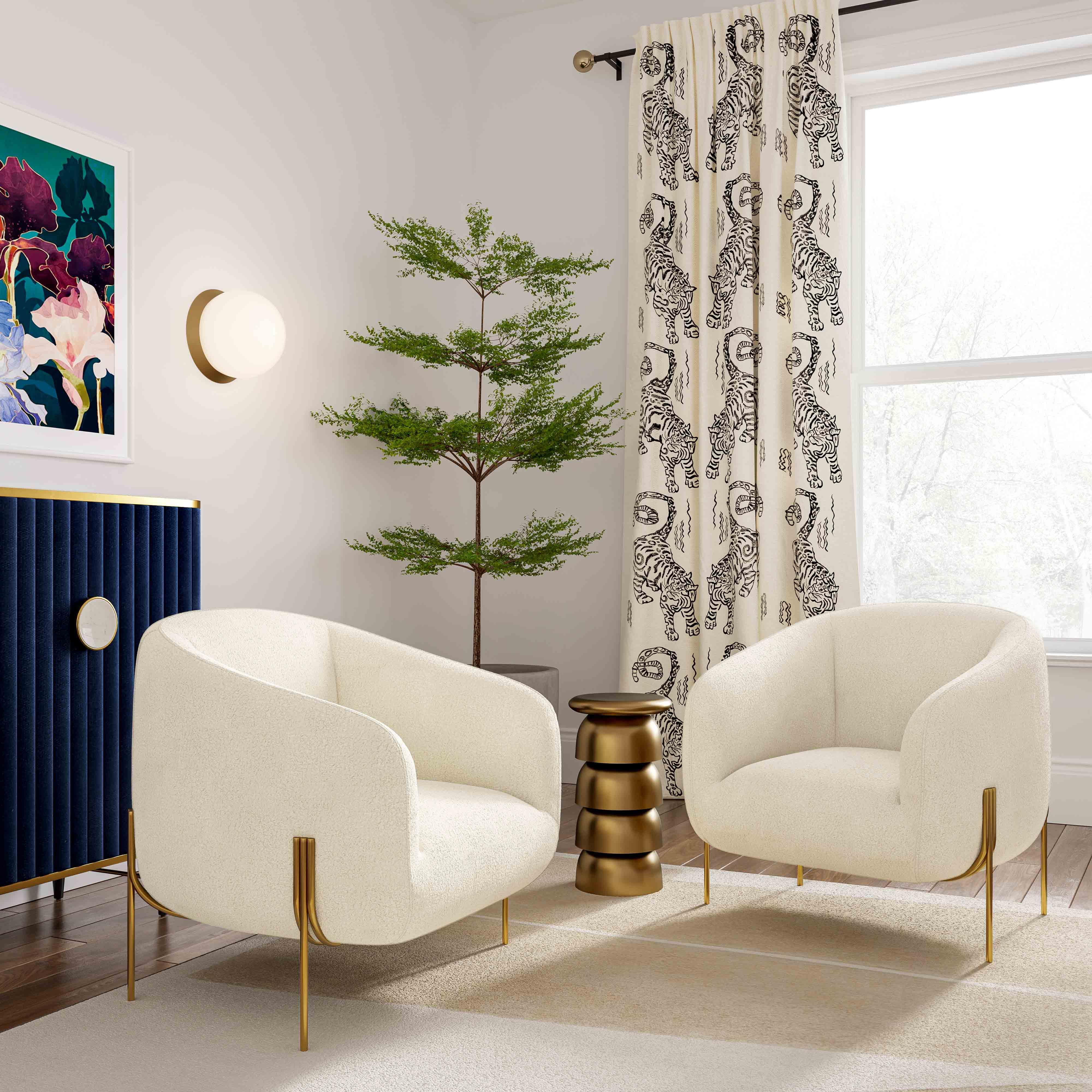 Kandra Cream Performance Vegan Shearling Accent Chair