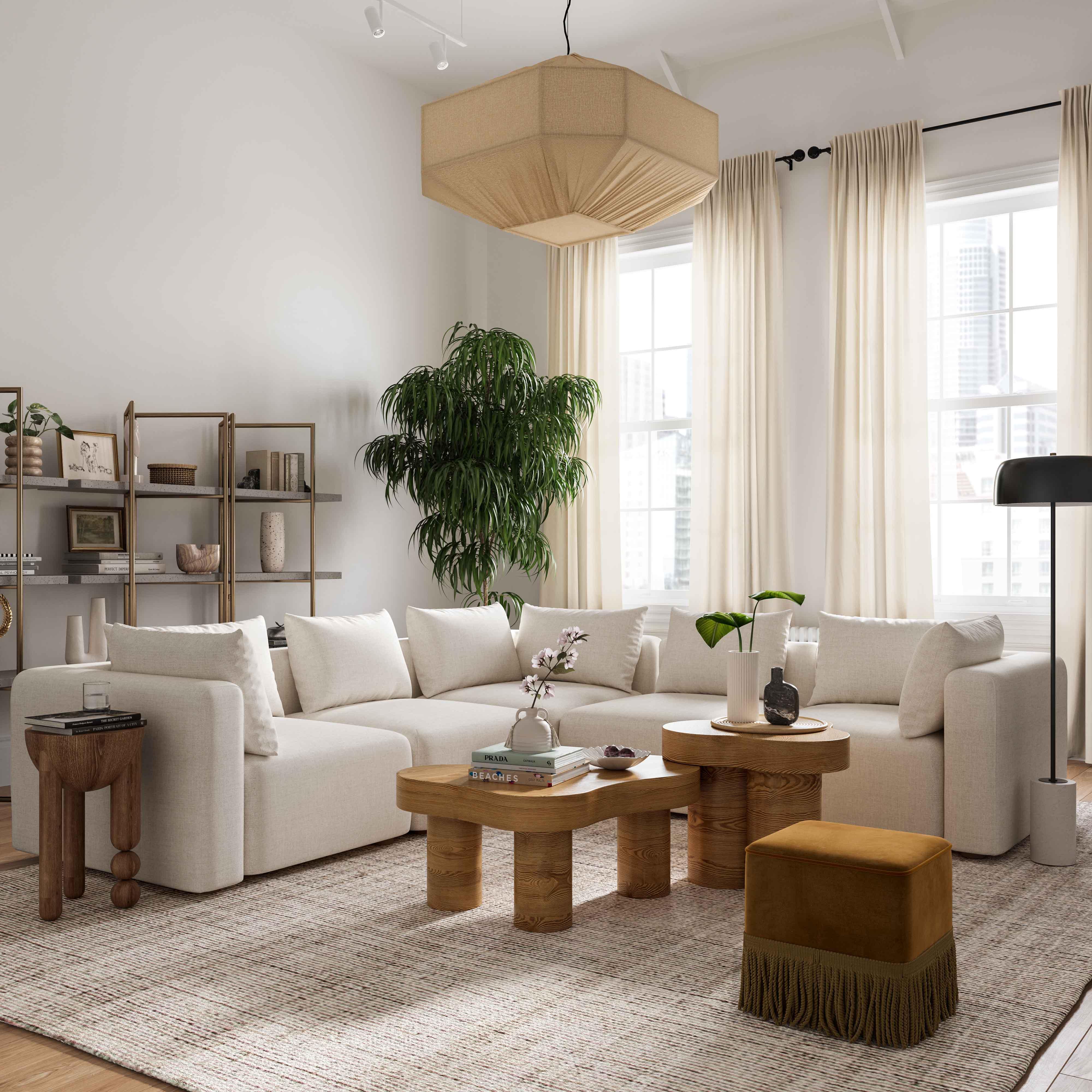 Hangover 81" Cream Performance Linen Loveseat