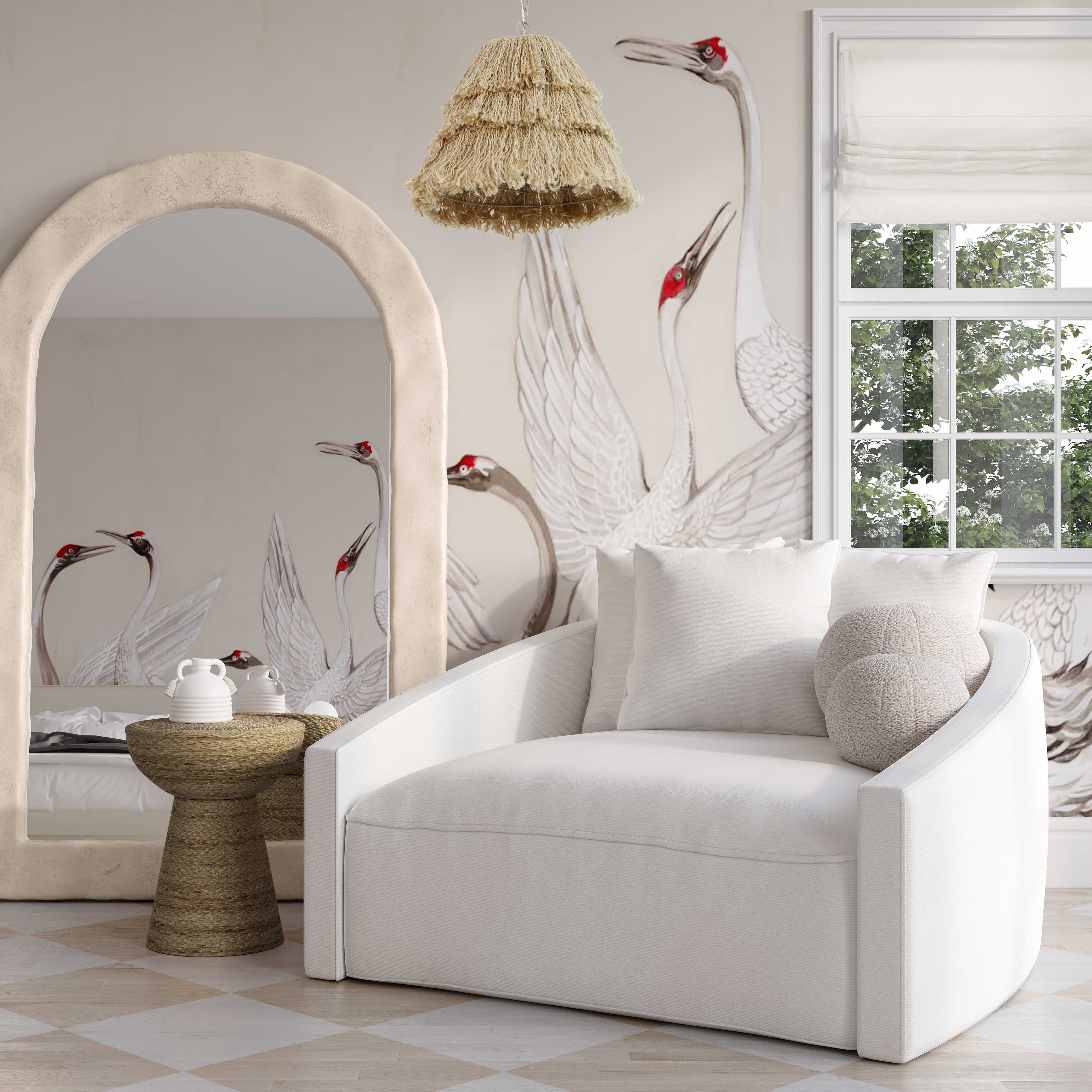 Hanim 54" Cream Performance Fabric Daybed