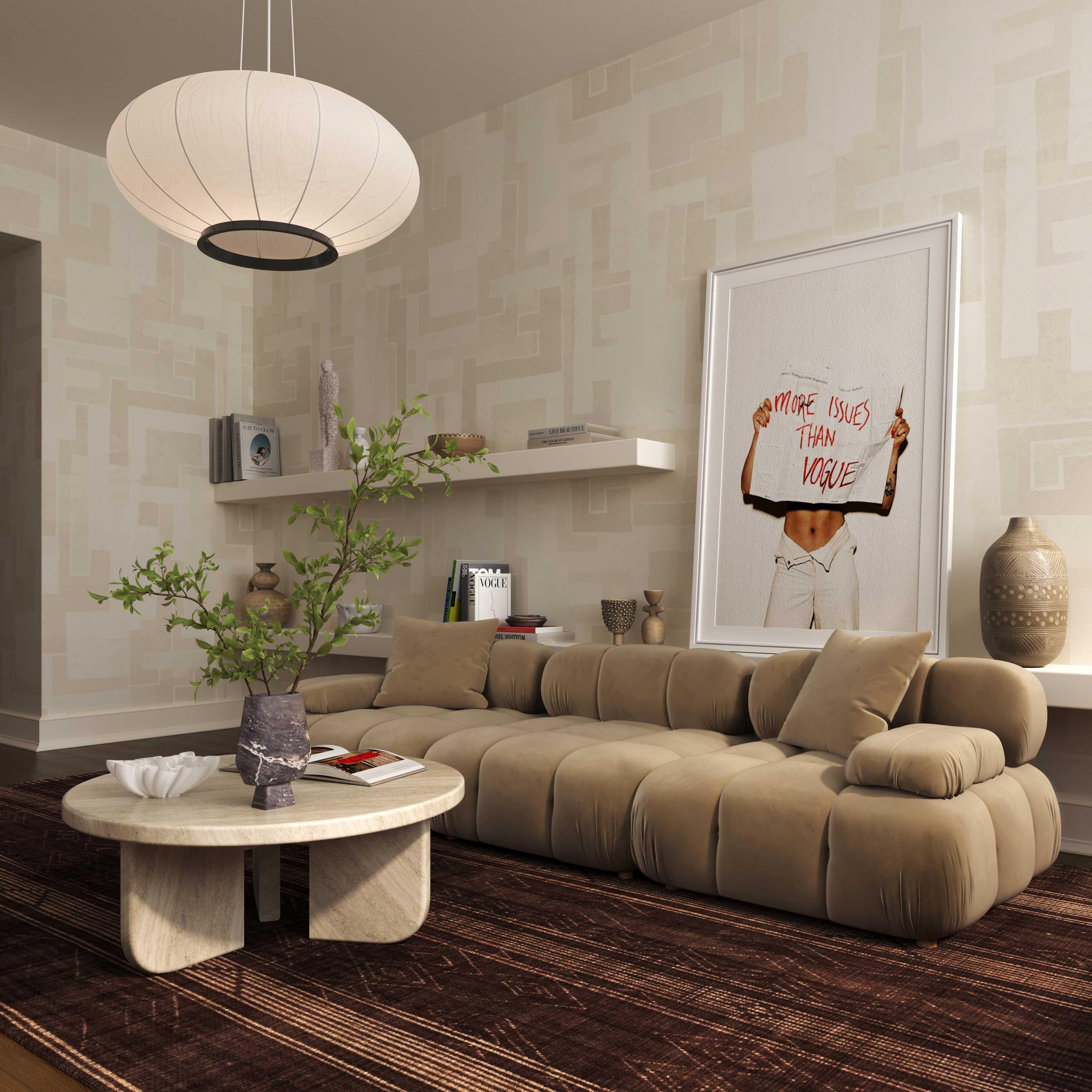 Calliope 79" Cafe Au Lait Performance Velvet Modular Loveseat