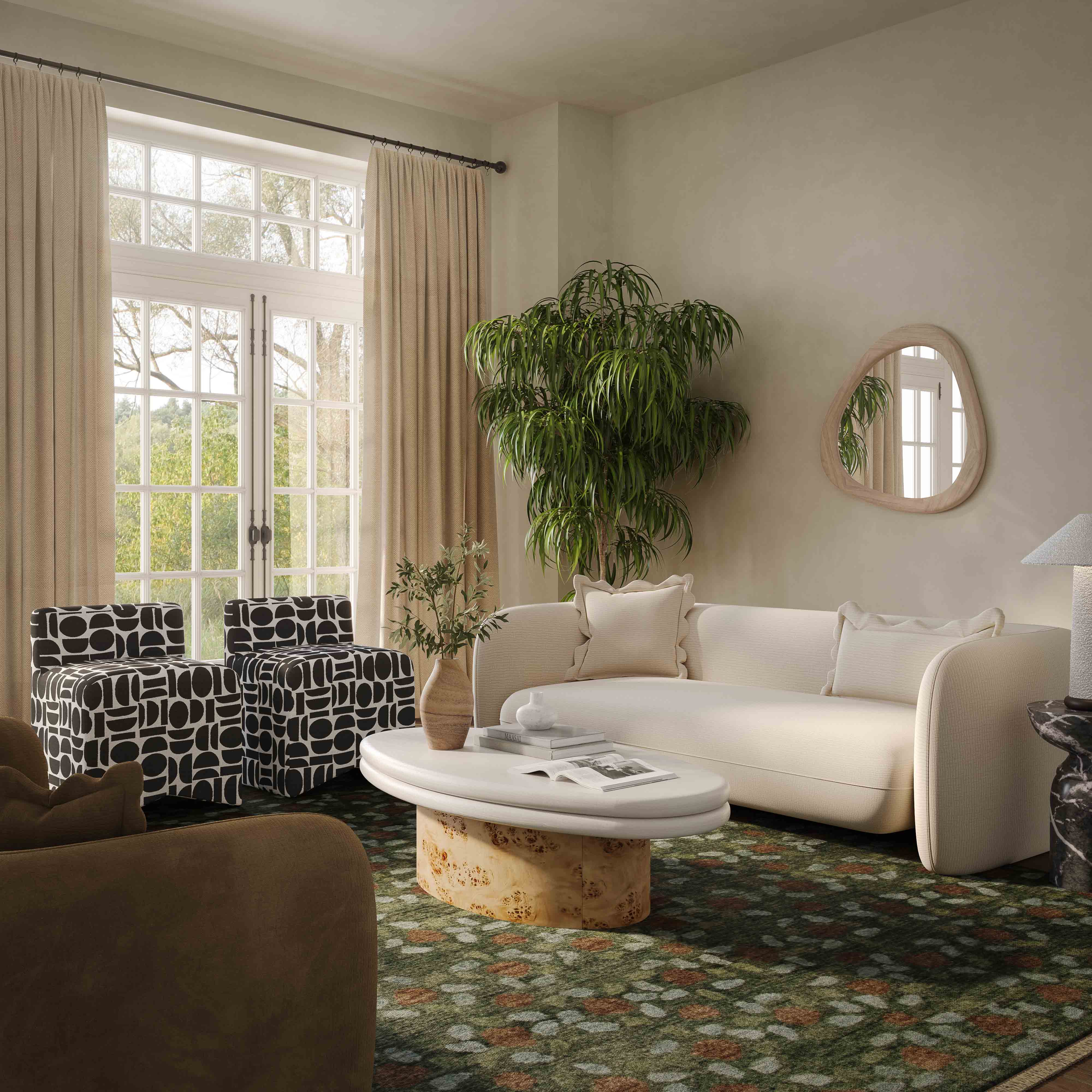 Lou 71.5" Sandstone Textured Performance Fabric Loveseat