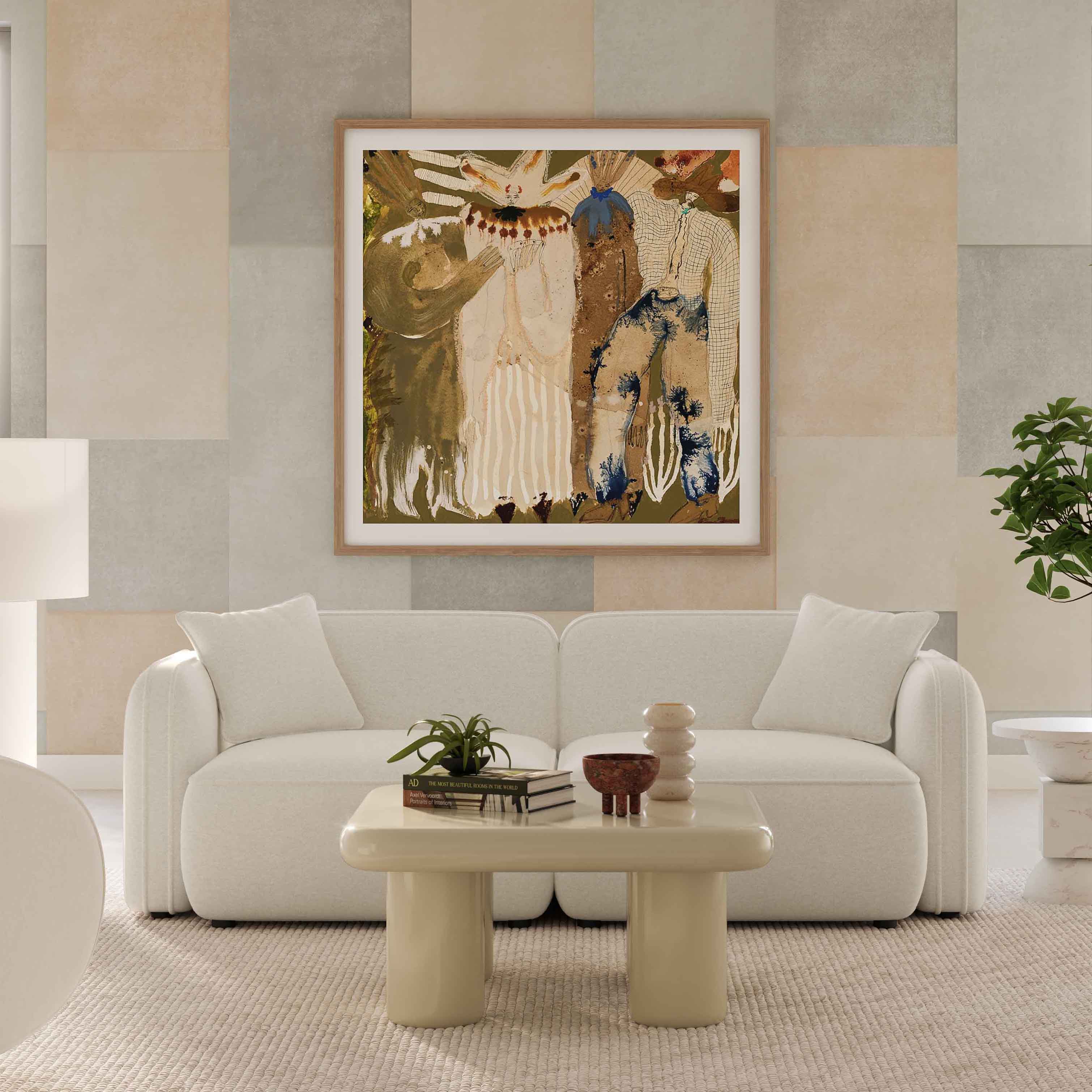 Travie Sand Upcycled Performance Linen Modular Loveseat