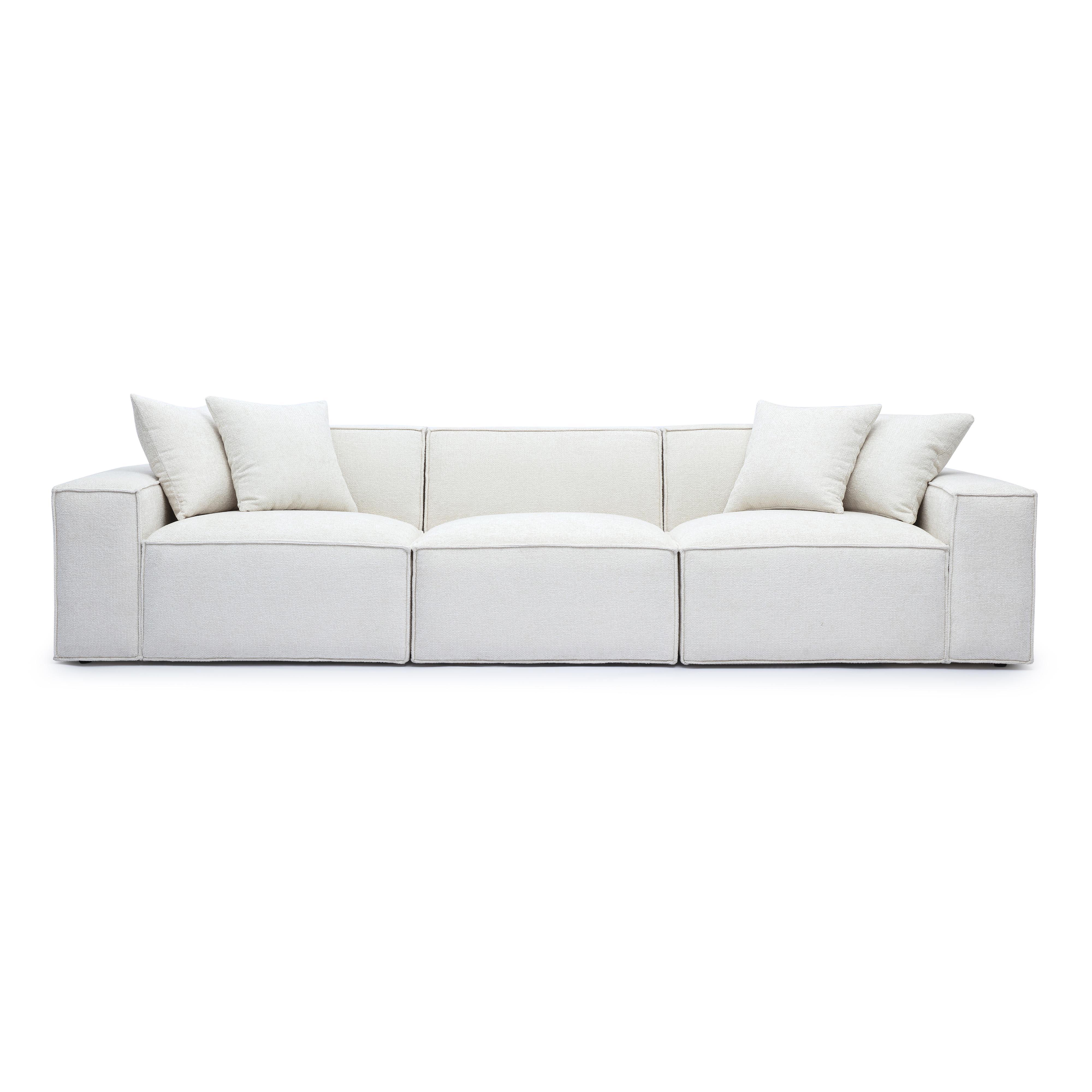 Mindy 115" Performance Chenille Basketweave Modular Sofa