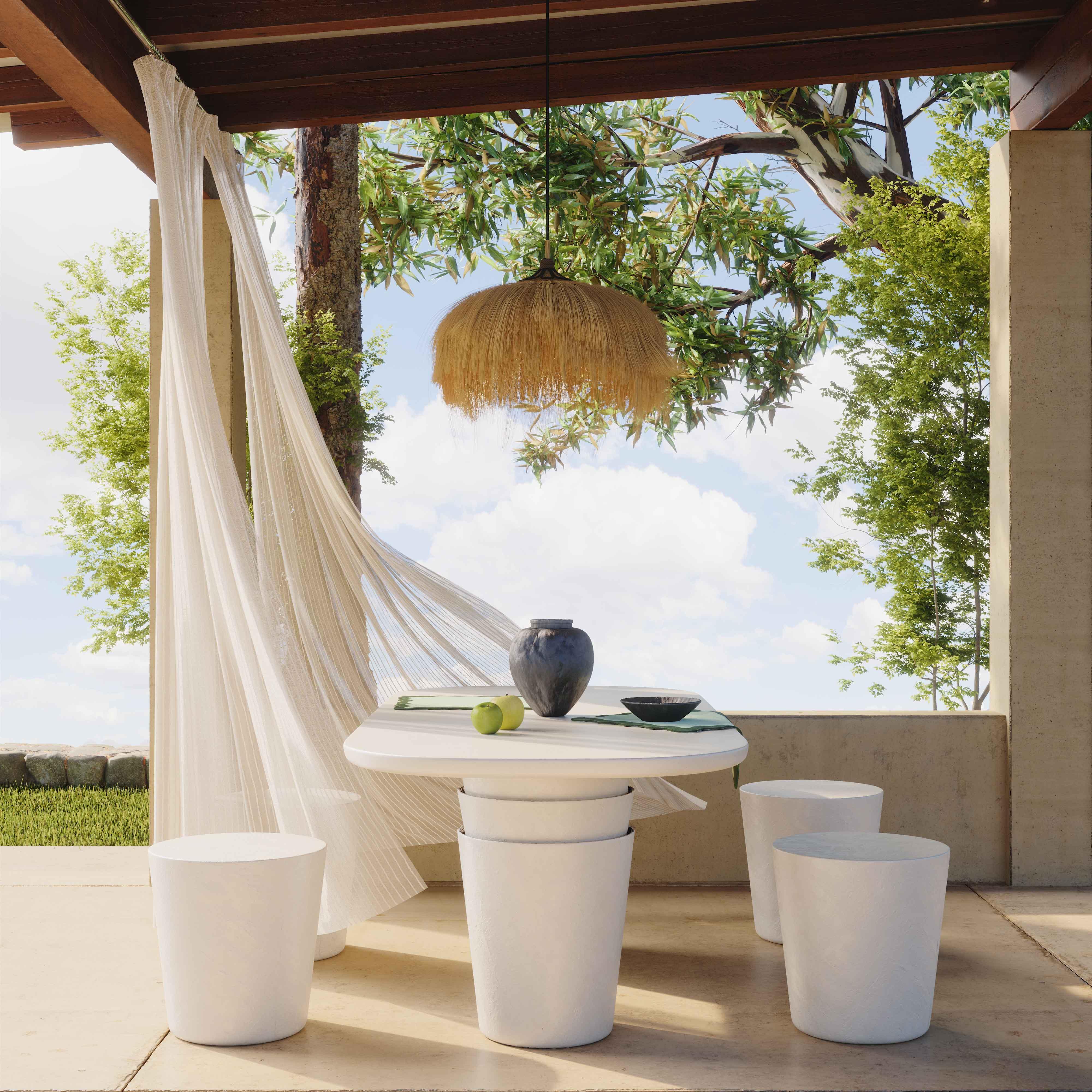 Margot 83" Light Grey Faux Plaster Indoor / Outdoor Concrete Oval Dining Table