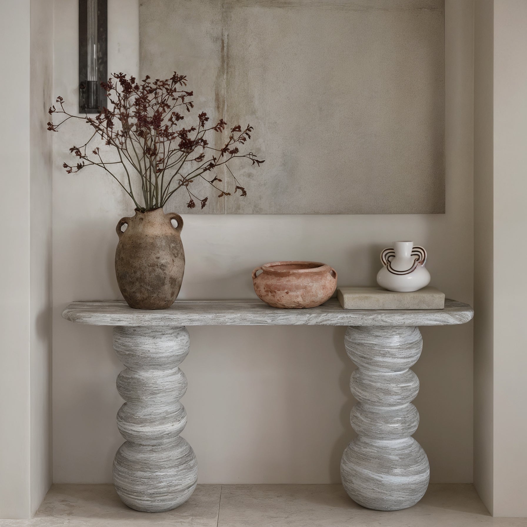 Ceramic Line Art Wide-Bodied Vase