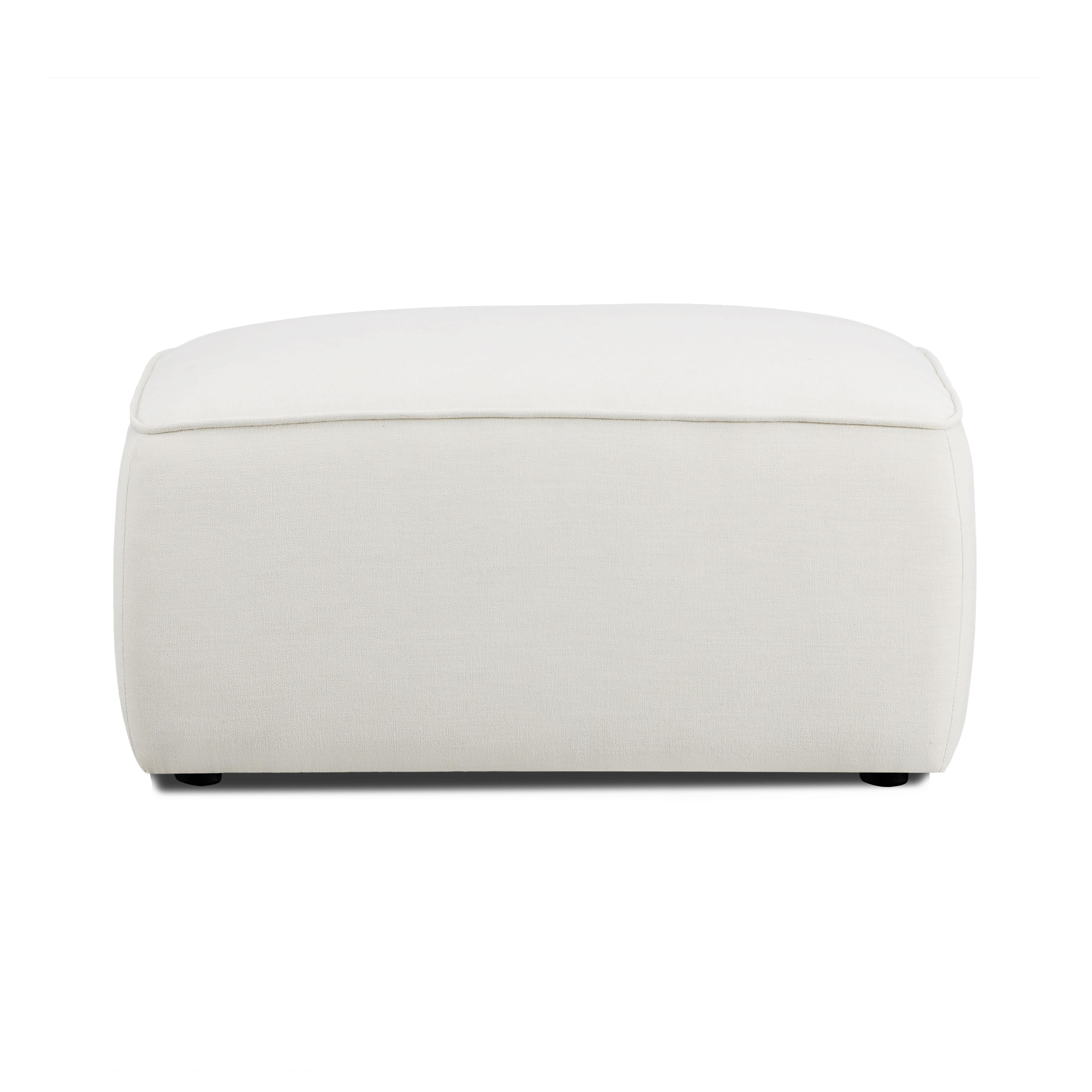 Travie Sand Upcycled Performance Linen Ottoman