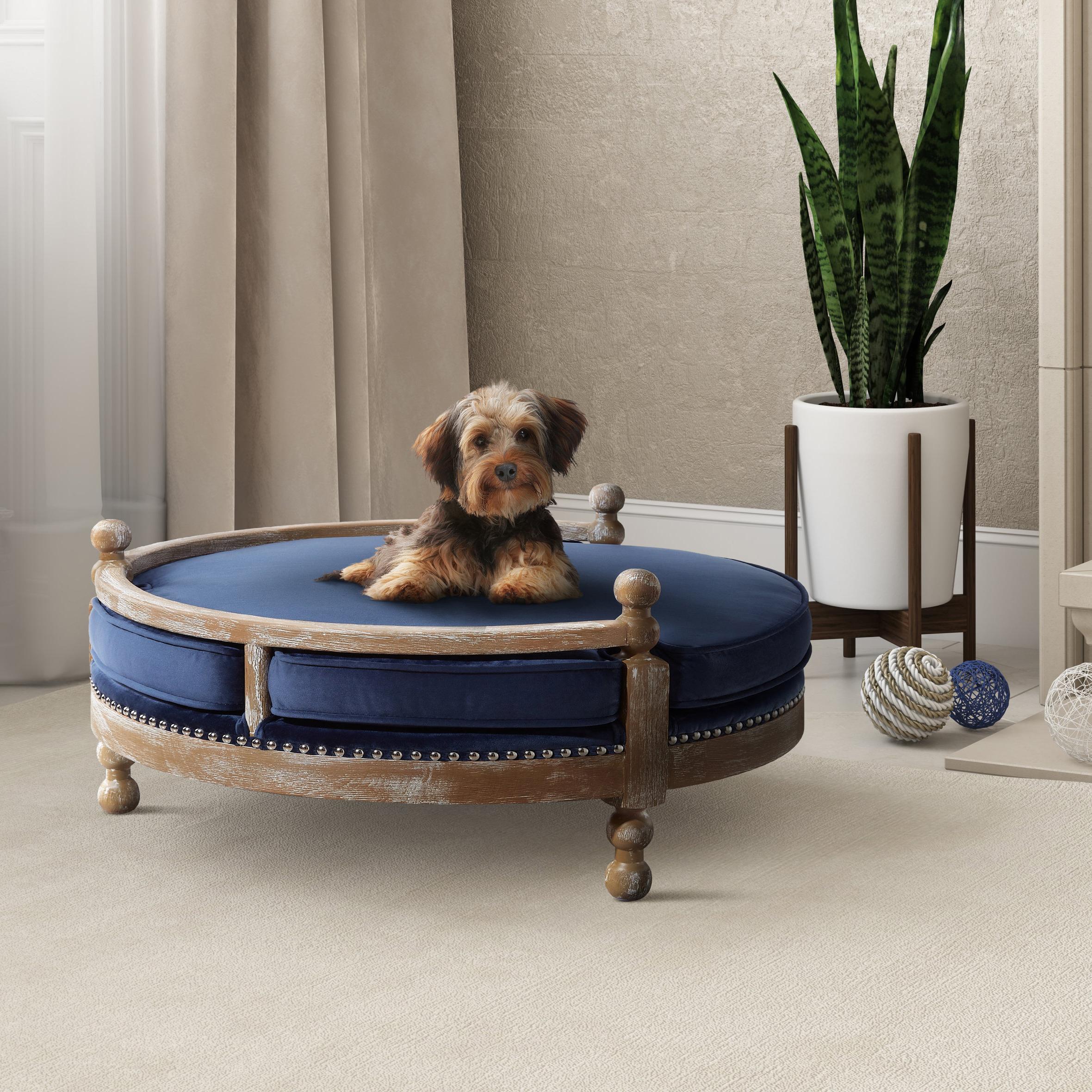 Hound Navy Performance Velvet Pet Bed