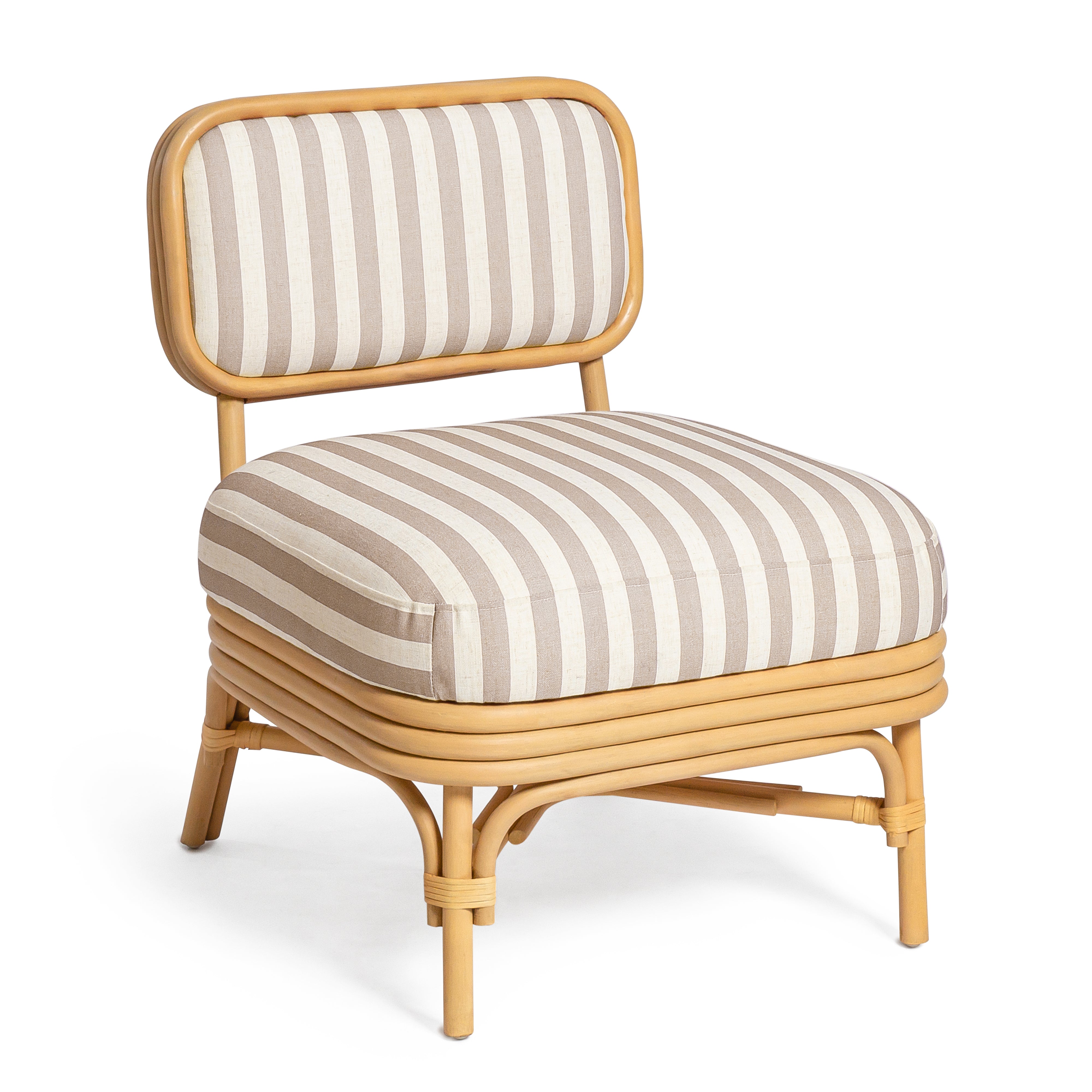 Dorine Striped Performance Linen & Rattan Accent Chair