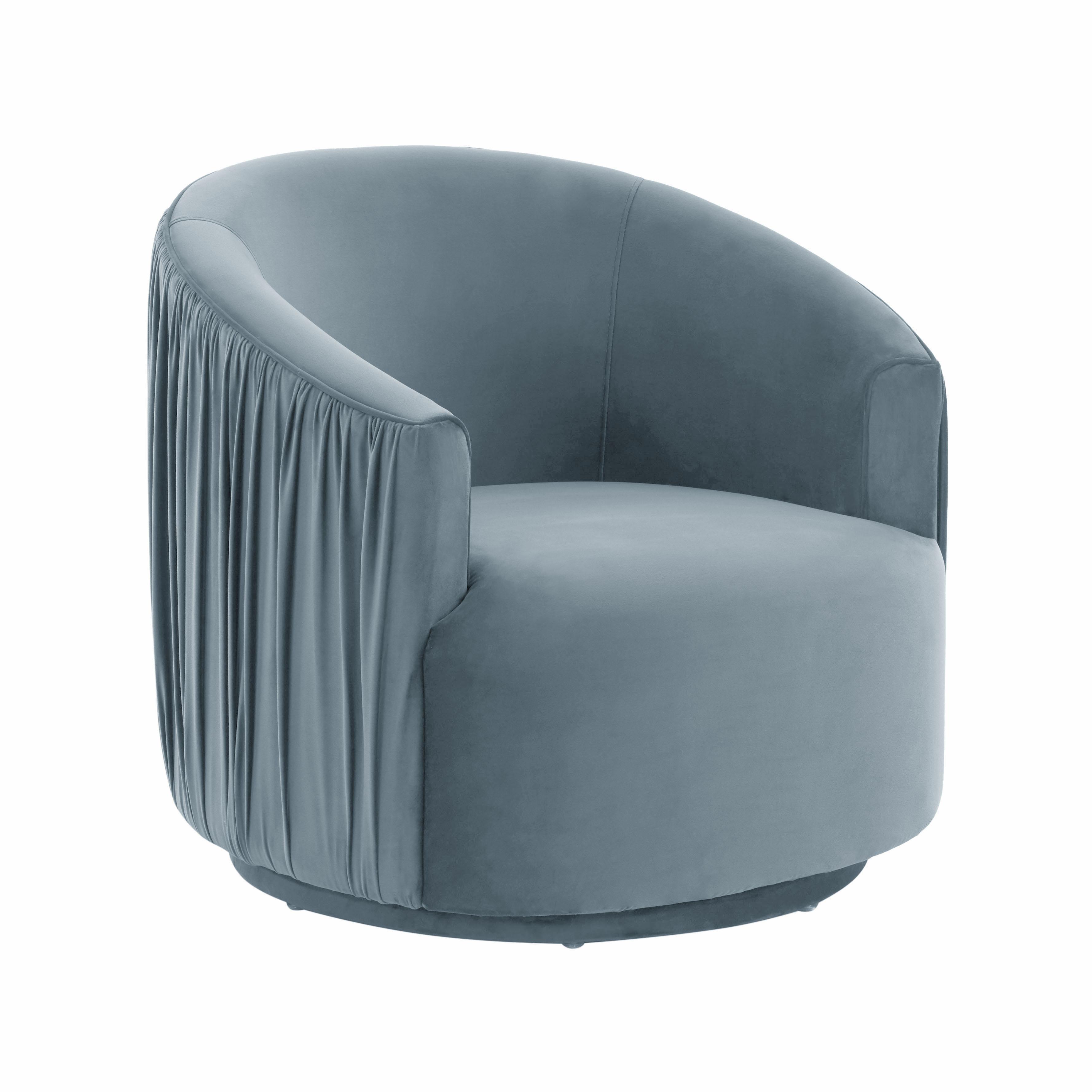 London Pleated Performance Velvet Swivel Accent Chair