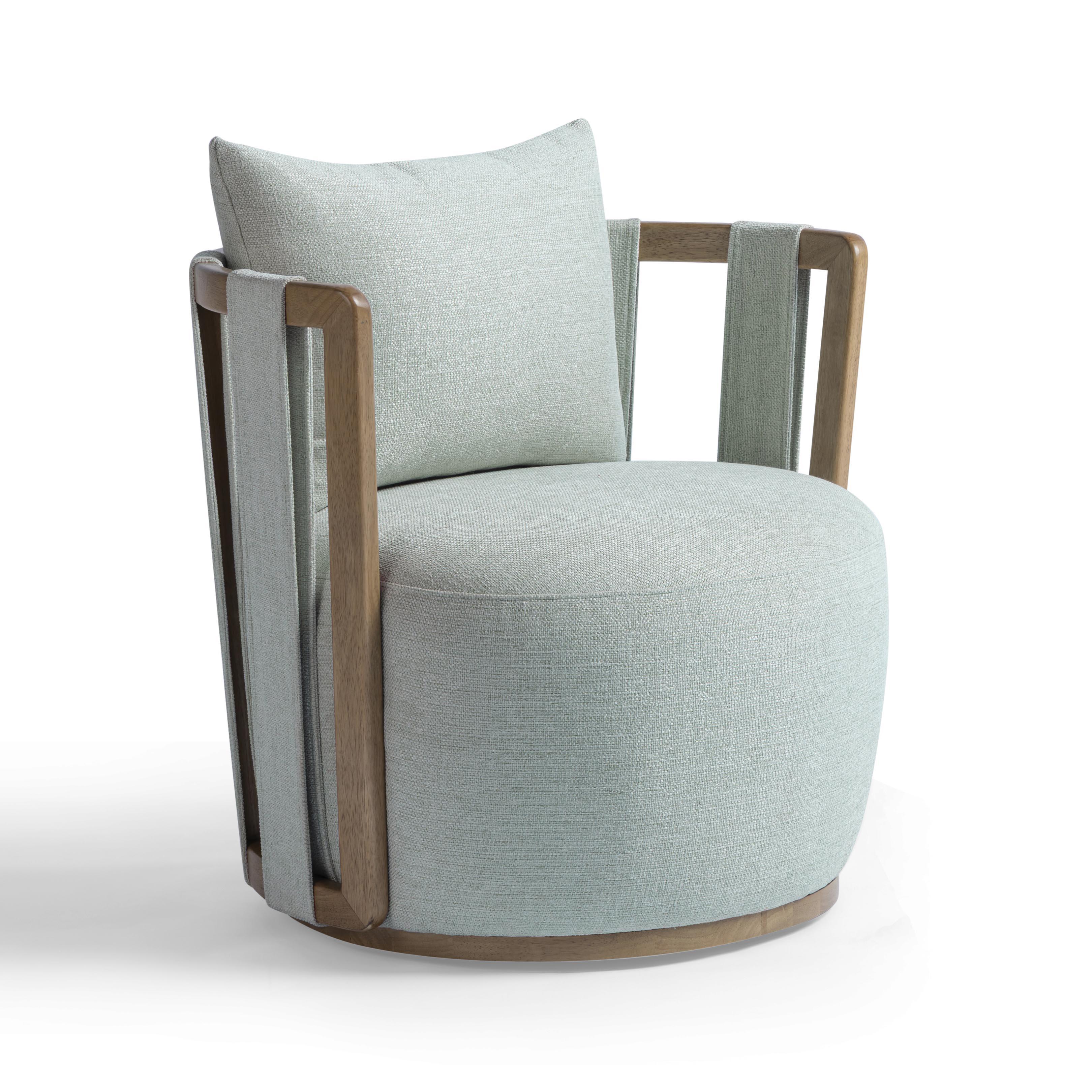 Paolo Textured Contract-Grade Weave Fabric Swivel Accent Chair