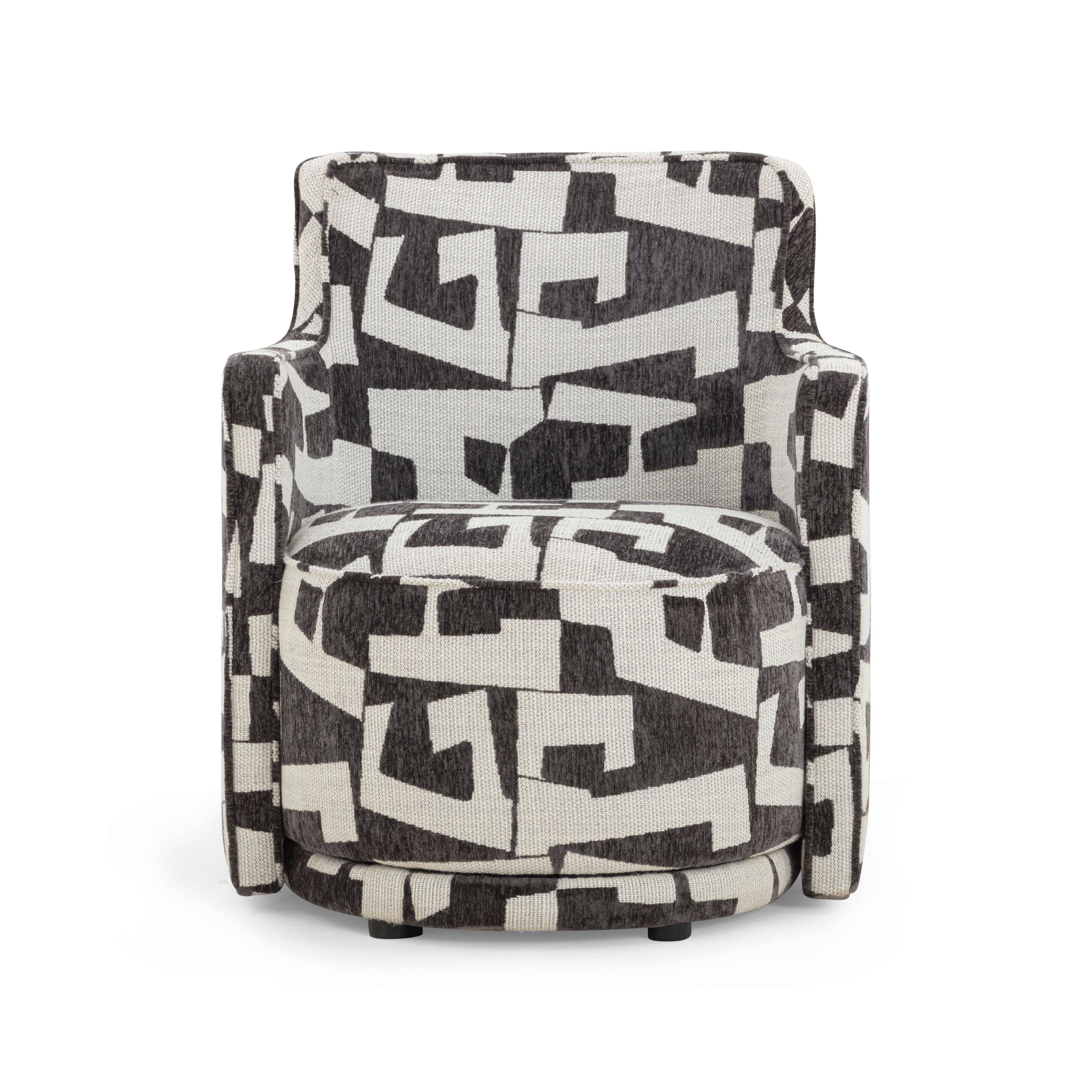 Passe Black Performance Jacquard Swivel Chair