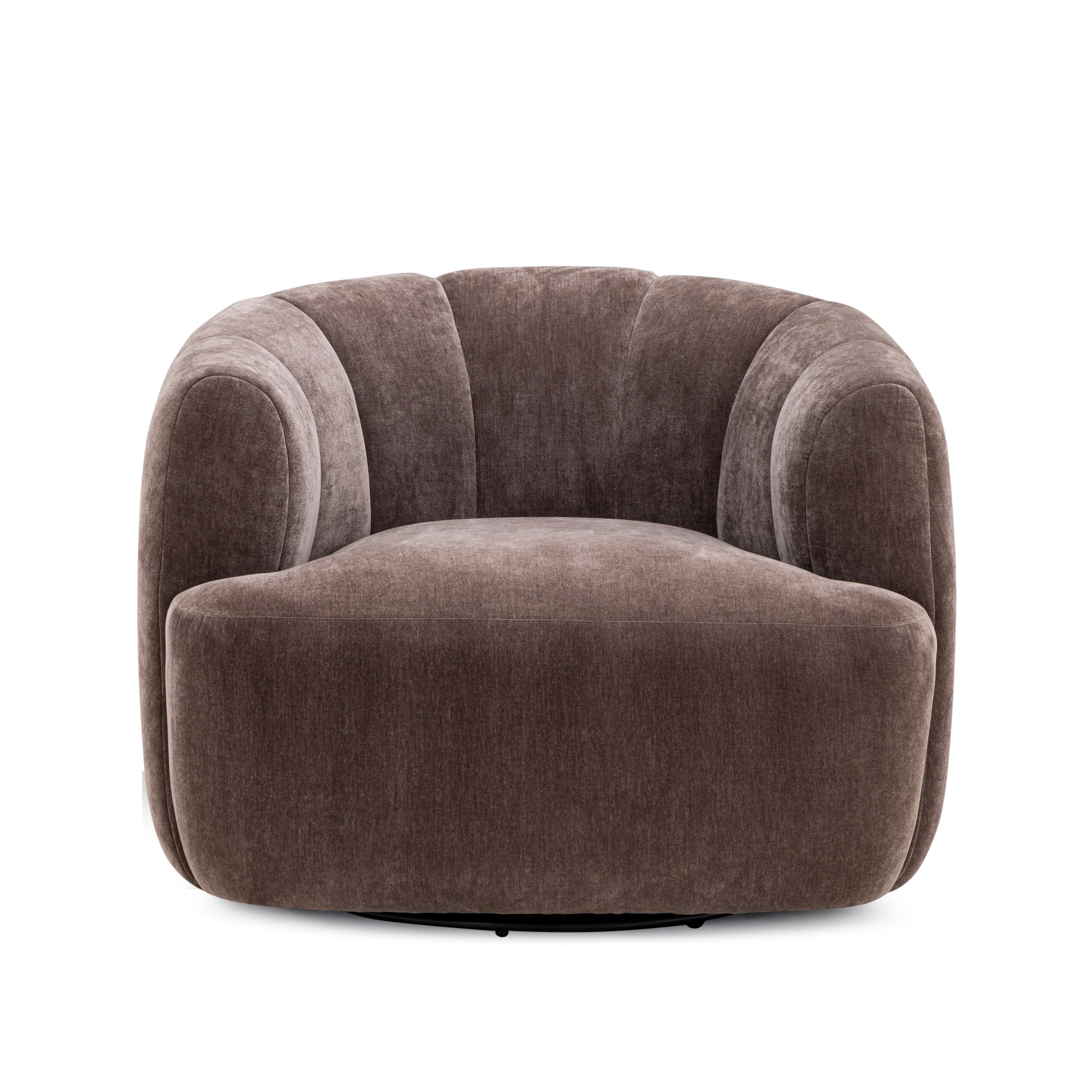 Jasmine Upcycled Contract-Grade Basketweave Fabric Swivel Accent Chair