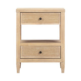 Bristol Park 20" Whitewashed Oak Wood 2-Drawer Nightstand