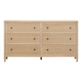 Bristol Park 62" Whitewashed Oak Wood 6-Drawer Dresser