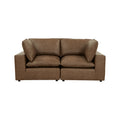 Cali 80" Brown Leather Modular Loveseat