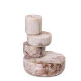 Marble White Brown Stacked Candle Holder