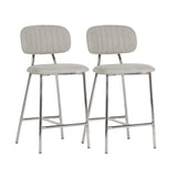 Ariana Grey Performance Fabric Counter Stool with Silver Legs - Set of 2