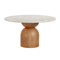 Cynthia 54" Faux Travertine Indoor/Outdoor Concrete Round Dining Table
