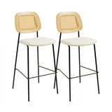 Anais Natural Rattan and Performance Linen Counter Stool - Set of 2