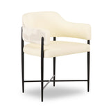 Sezanne Cream 2-Tone Performance Vegan Leather and Jacquard Dining Chair
