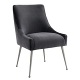 Beatrix Grey Performance Velvet Dining Chair - Silver Legs