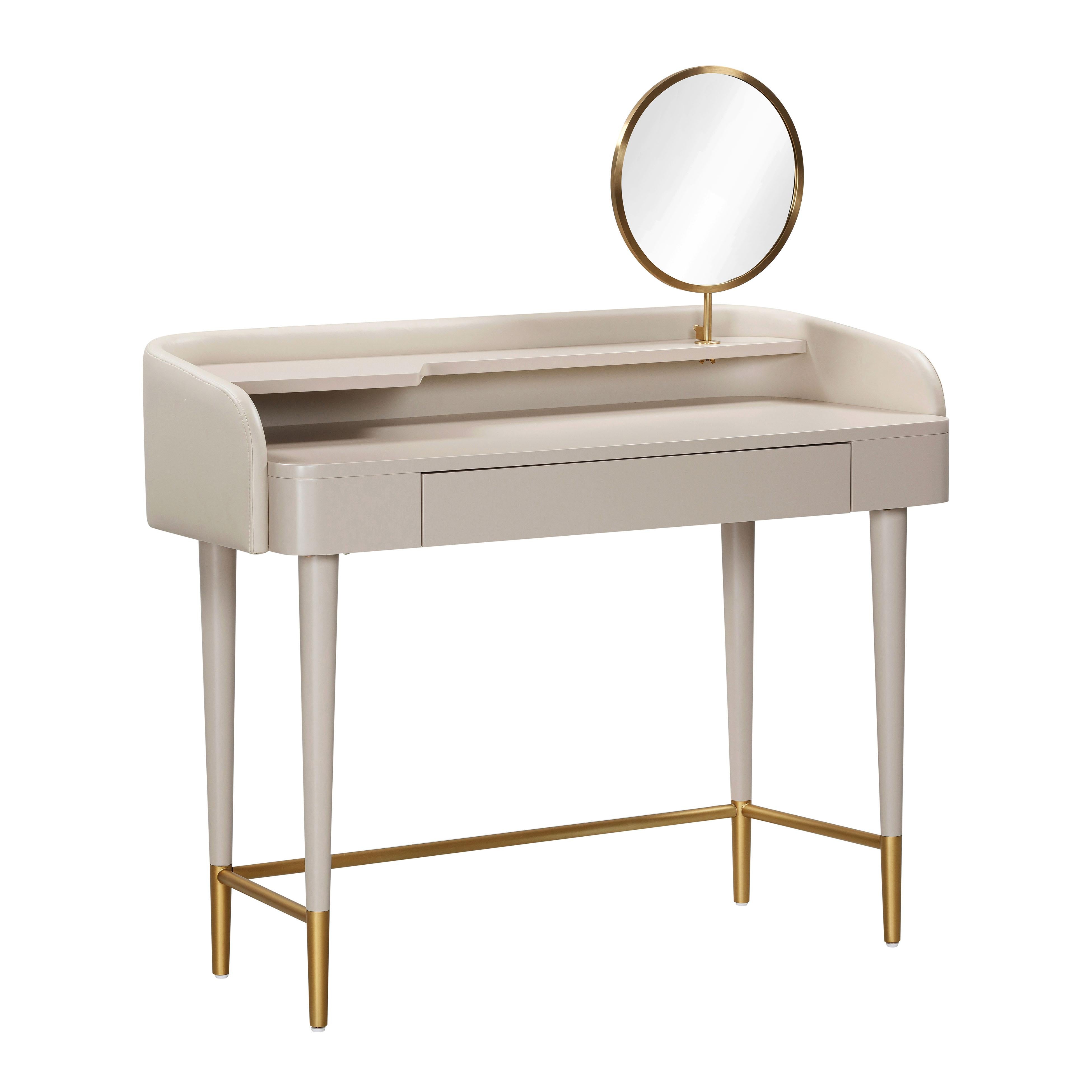 Penelope 45" Vegan Leather Wrapped Vanity Desk With Drawer