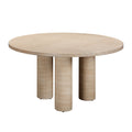 Patti 55" Textured Faux Travertine Indoor / Outdoor Round Dining Table