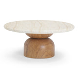 Cynthia 36" Faux Travertine Concrete Indoor/Outdoor Coffee Table
