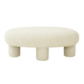 Discus 46" Cream Performance Boucle Oval Ottoman