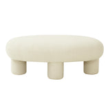 Discus 46" Cream Performance Boucle Oval Ottoman