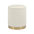Zoe Cream Chenille Storage Ottoman