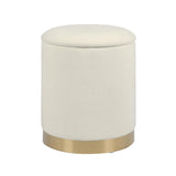Zoe Cream Chenille Storage Ottoman