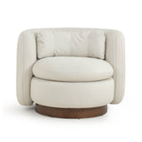 Nura Cream Performance Vegan Mohair Swivel Accent Chair