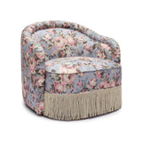 Pamela Spring Floral Print Performance Fabric Tasseled Lounge Accent Chair